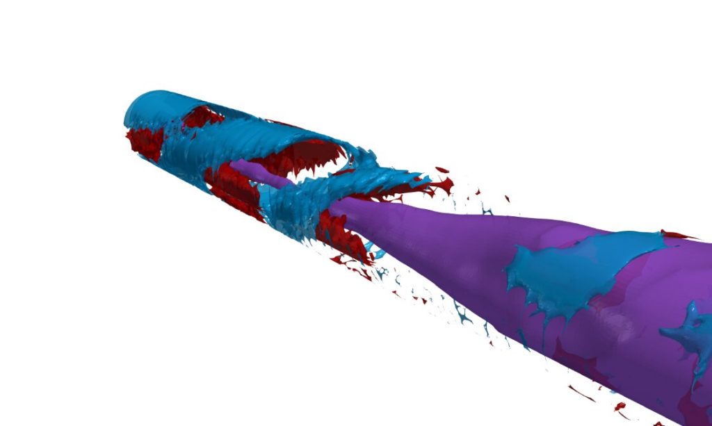A rendering of the helical instability found in blood flows.