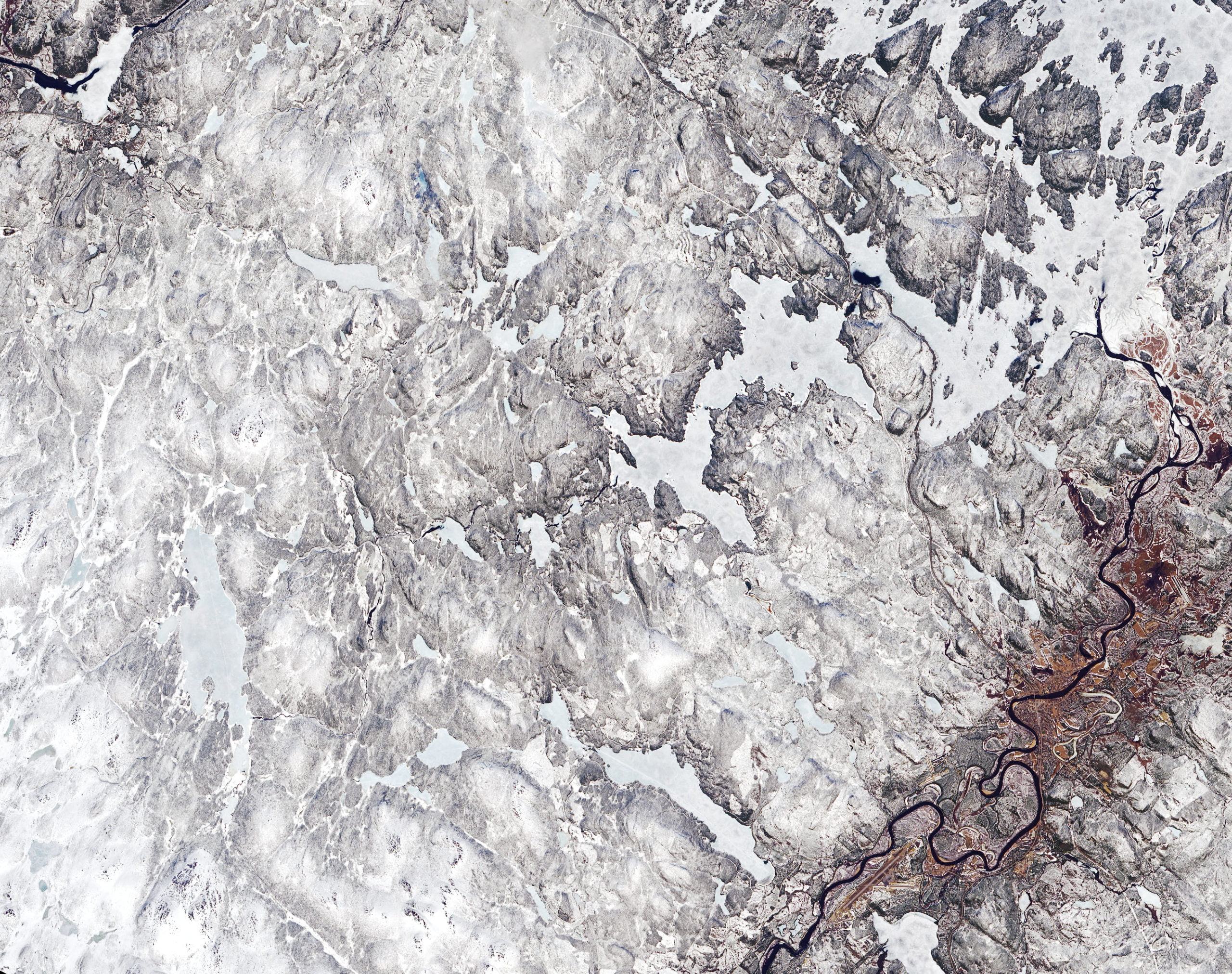 Satellite view of the Ivalo River.