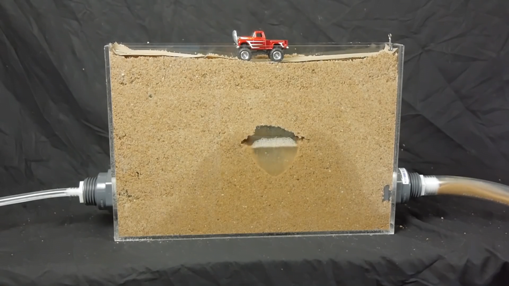 This flow can cause internal erosion, which ultimately becomes apparent when the ground collapses into a sinkhole. This flow can cause internal erosion, which ultimately becomes apparent when the ground collapses into a sinkhole.