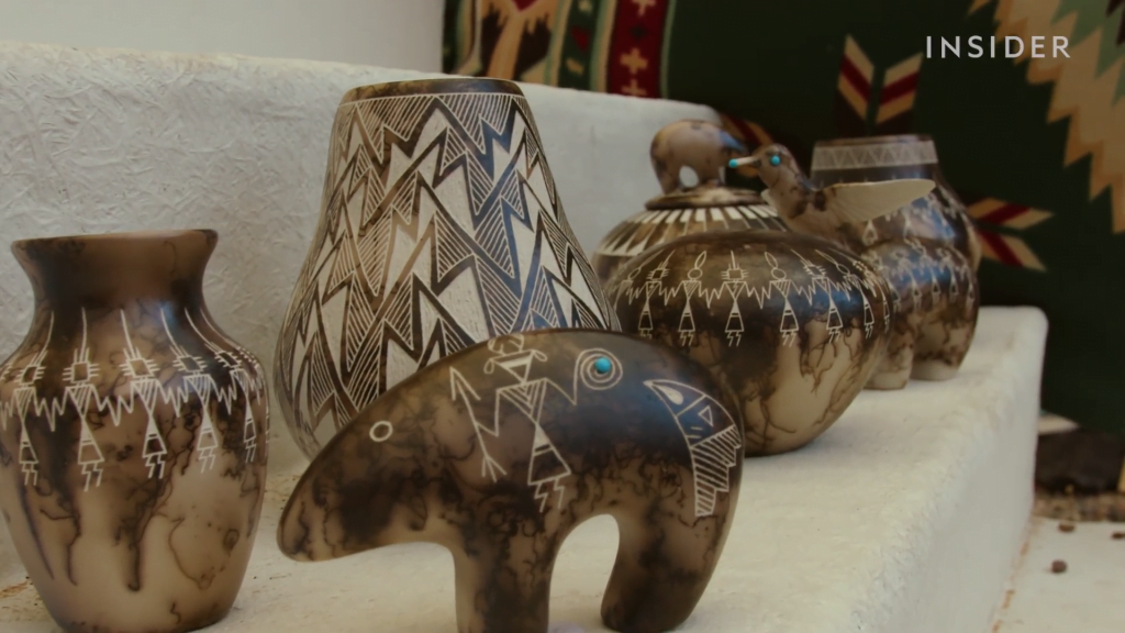 Native American potter Eric Louis combines traditional and modern techniques to make his horsehair pottery. Native American potter Eric Louis combines traditional and modern techniques to make his horsehair pottery.