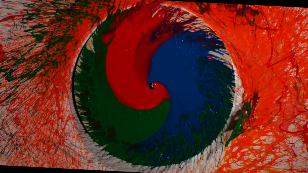 Paint flung from a spinning disk. Paint flung from a spinning disk.