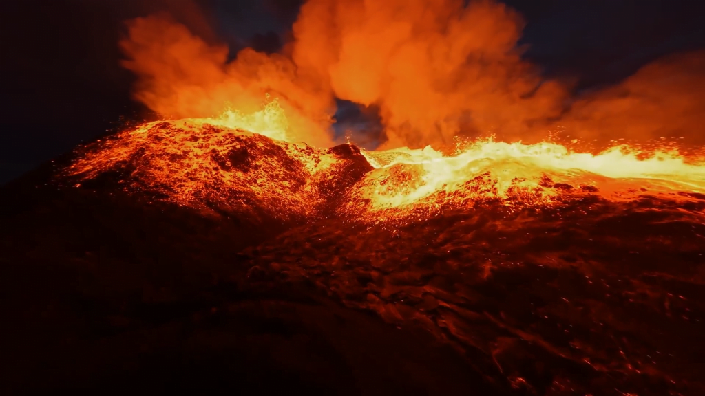 Lava spurts from an Icelandic eruption. Lava spurts from an Icelandic eruption.