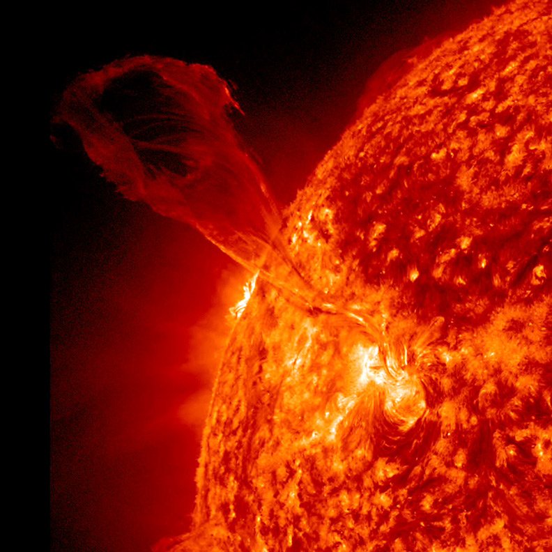 An enormous burst of plasma from the Sun's surface.