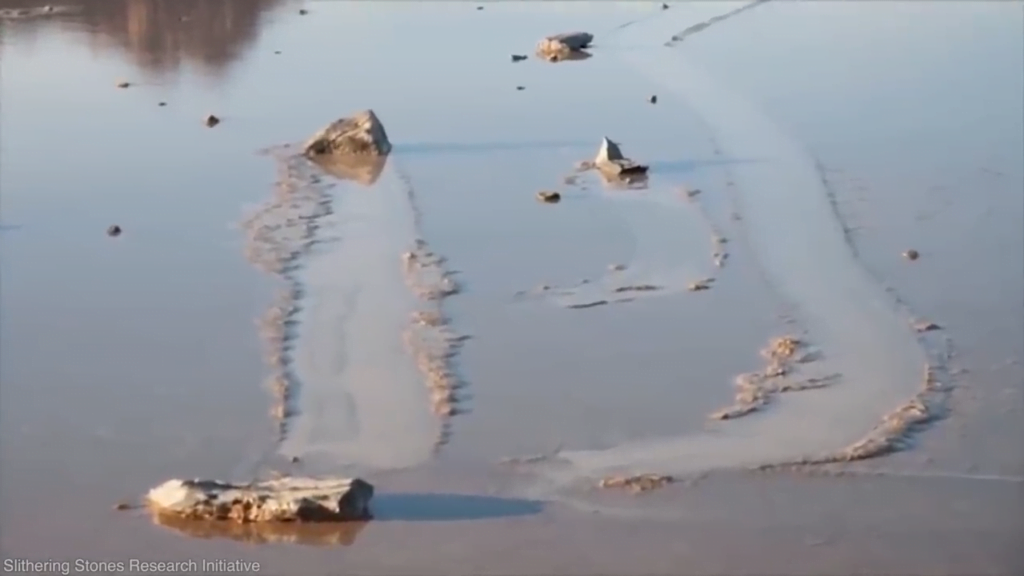 Despite its thinness, the ice sheets can move heavy rocks in even a light breeze. Despite its thinness, the ice sheets can move heavy rocks in even a light breeze.