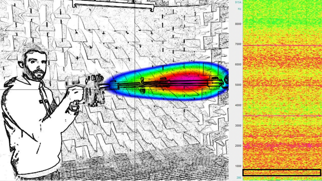 Acoustic cameras can isolate where different sound frequencies are emitted, like the tube of this vacuum cleaner.