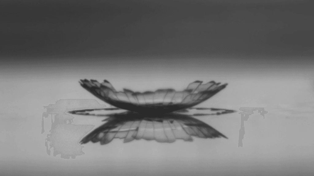 As it dries, the nanoparticle residue detaches from the surface.