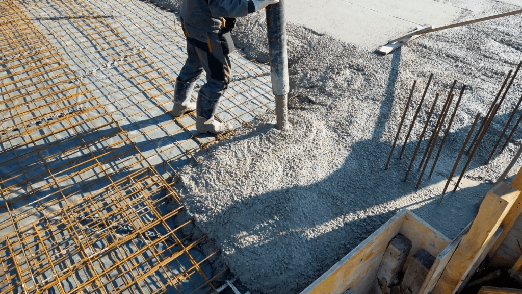 Concrete is a common material, but since it's usually made from local materials, it can vary from place to place.