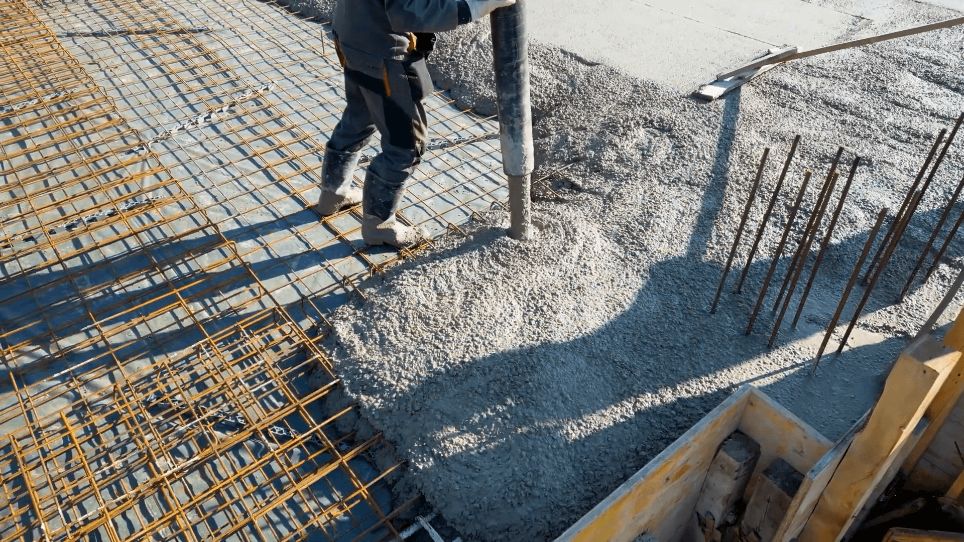Concrete is a common material, but since it's usually made from local materials, it can vary from place to place.