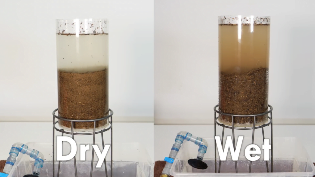 A comparison of water soaking into dry and pre-moistened soils. A comparison of water soaking into dry and pre-moistened soils.