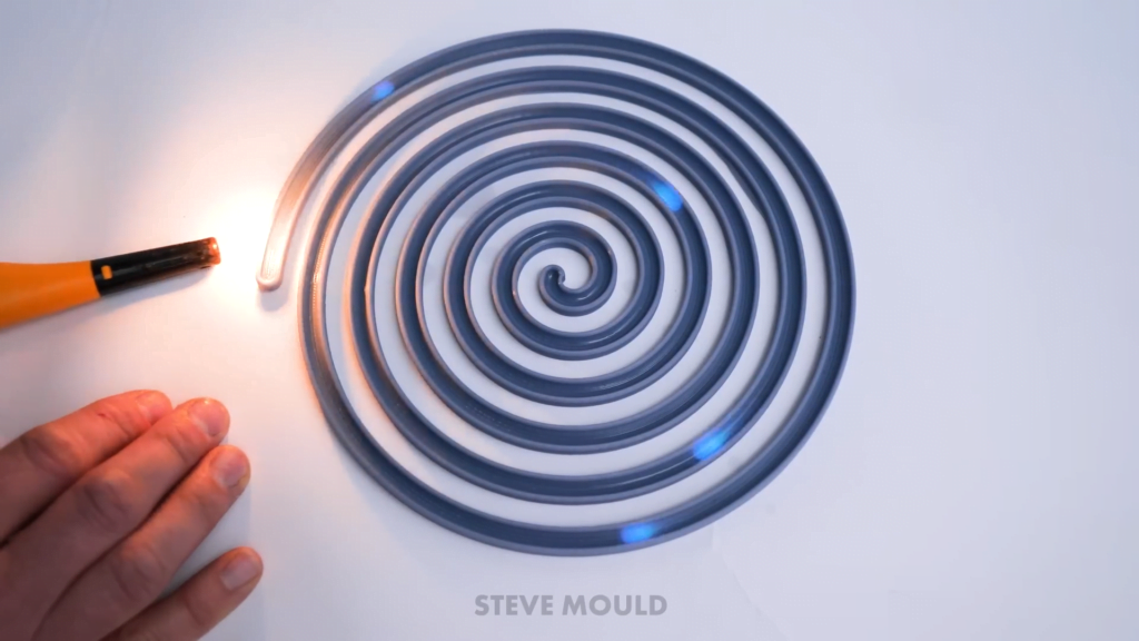 Exciting a flame in a trough. Exciting a flame in a trough.