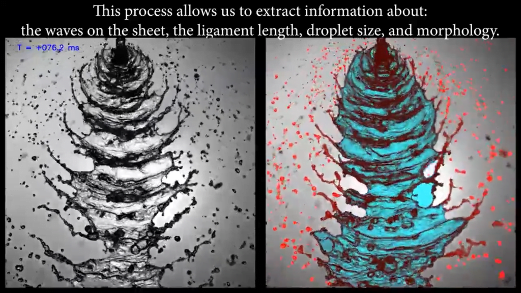 Here researchers identify and track different parts of the flow in order to analyze the breakdown. Here researchers identify and track different parts of the flow in order to analyze the breakdown.