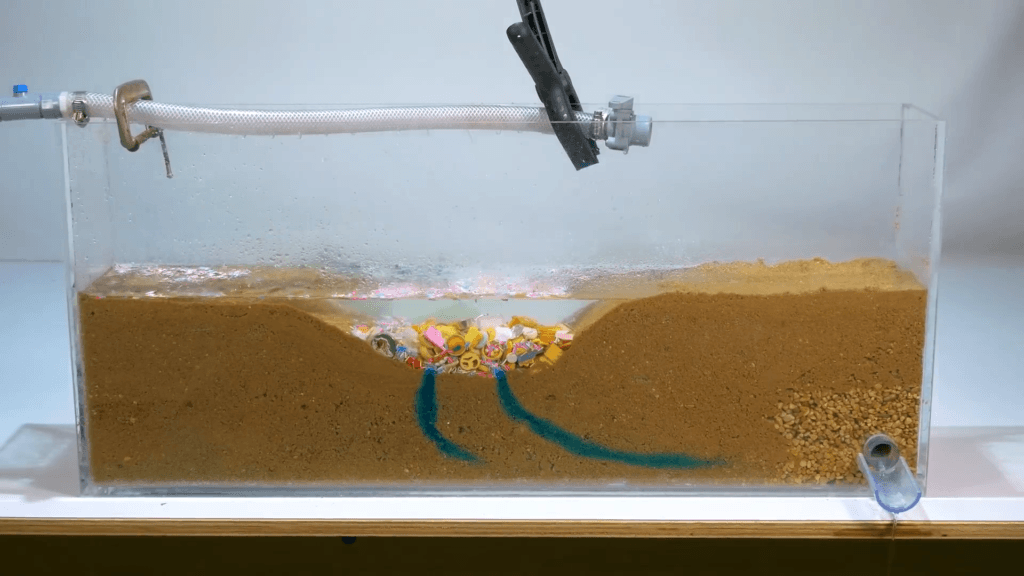 Without careful engineering, these landfills can leach unwanted chemicals into the soil and water. Without careful engineering, these landfills can leach unwanted chemicals into the soil and water.