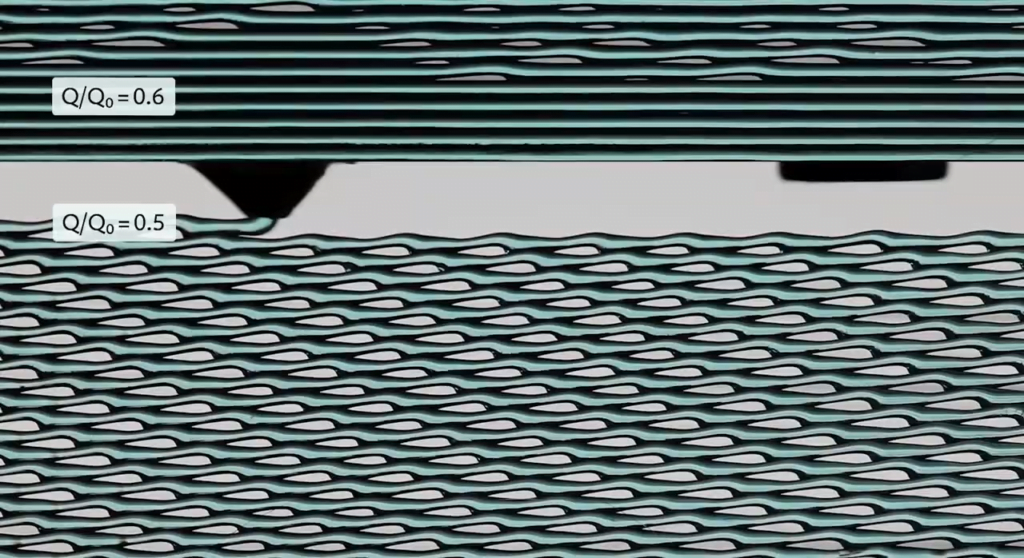 Under-extrusion creates a lace-like printed pattern.