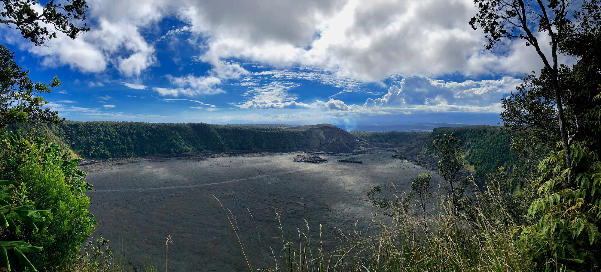A panoramic image of Kilauea volcano's caldera in 2021, after the collapse in 2018.