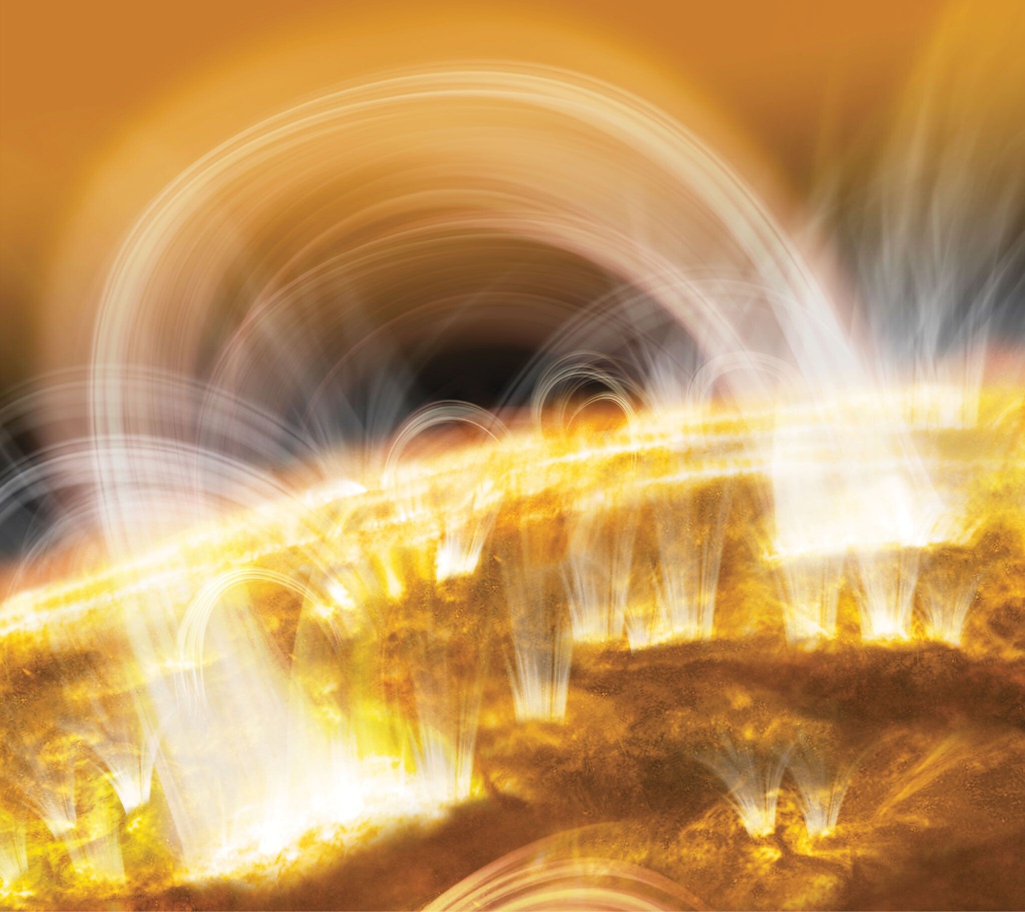 An image of nanoflares on the Sun in a region with no discernible solar flare activity.