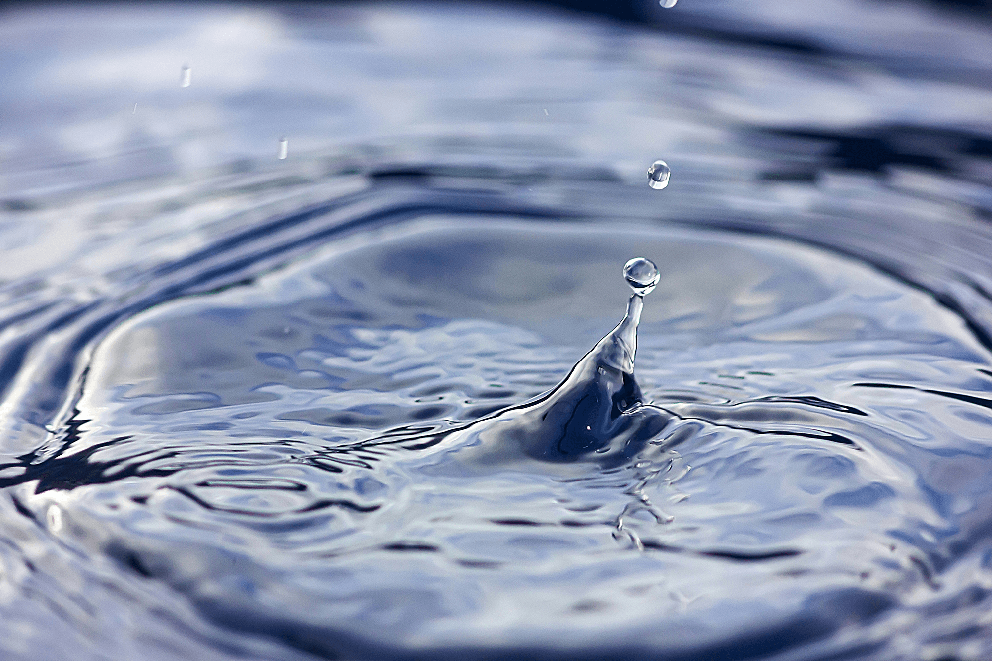 When a bubble at the water's surface pops, it sends capillary waves rippling down its cavity, where they meet and form a rebounding jet like the one seen here.