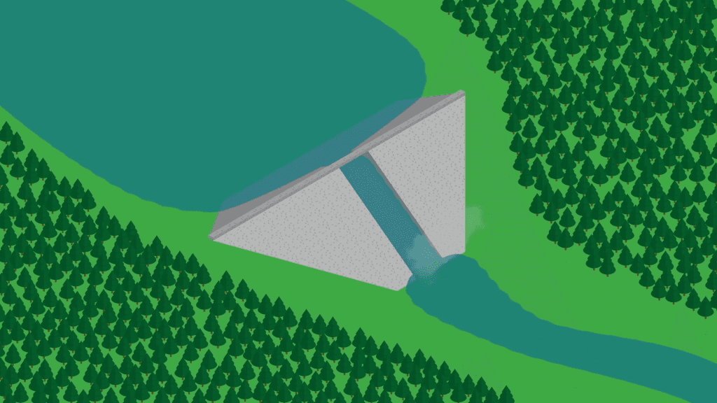 How much water can flow through a spillway channel depends on its width and the upstream head.