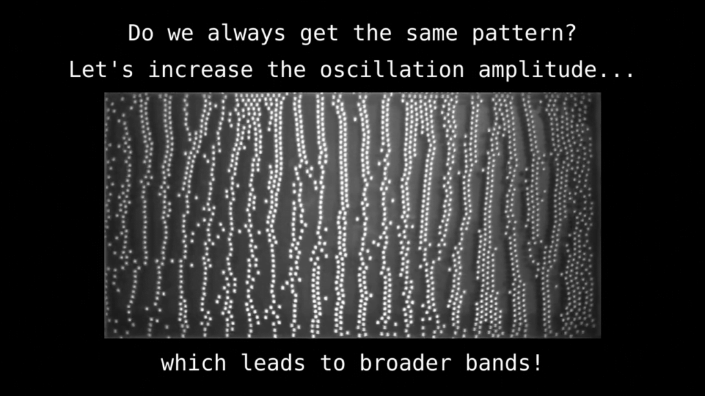 Increasing the amplitude of the back-and-forth motion creates wider bands. Increasing the amplitude of the back-and-forth motion creates wider bands.