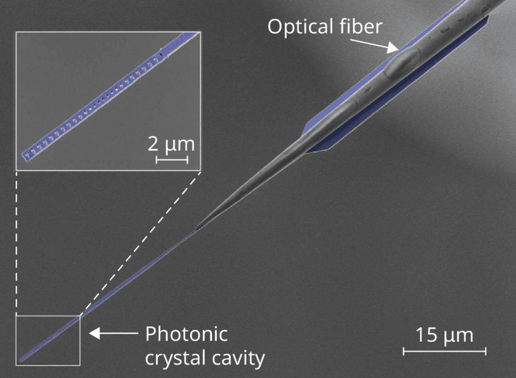 Labeled diagram of a 100-micron-long wave flume.