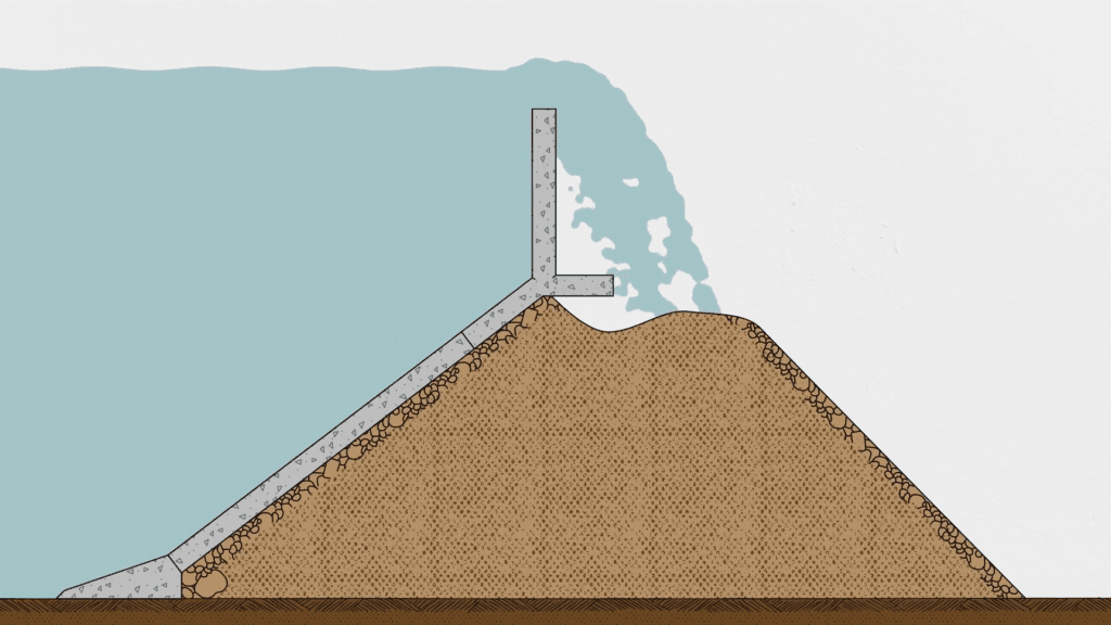 In 2005, water overtopped the dam and undermined the original rock-fill walls of the dam. In 2005, water overtopped the dam and undermined the original rock-fill walls of the dam.