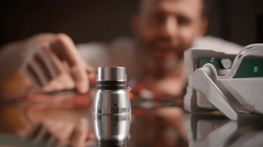 This form of ultrasonic levitation generates a squeeze film that keeps objects apart.