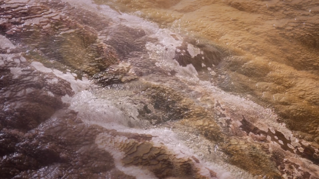 Flowing water at Mammoth Springs. Flowing water at Mammoth Springs.