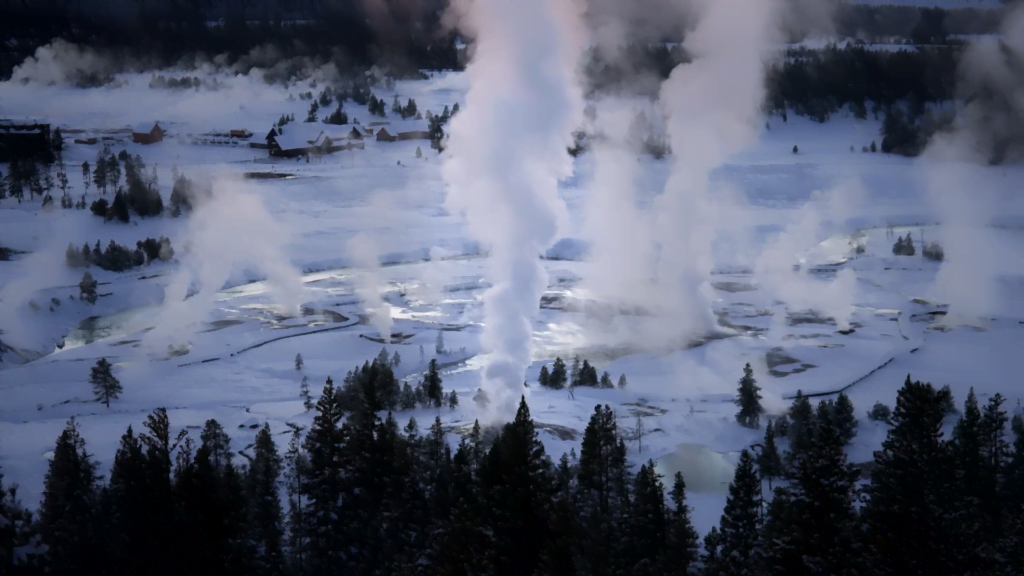 Steam from geysers near Old Faithful. Steam from geysers near Old Faithful.